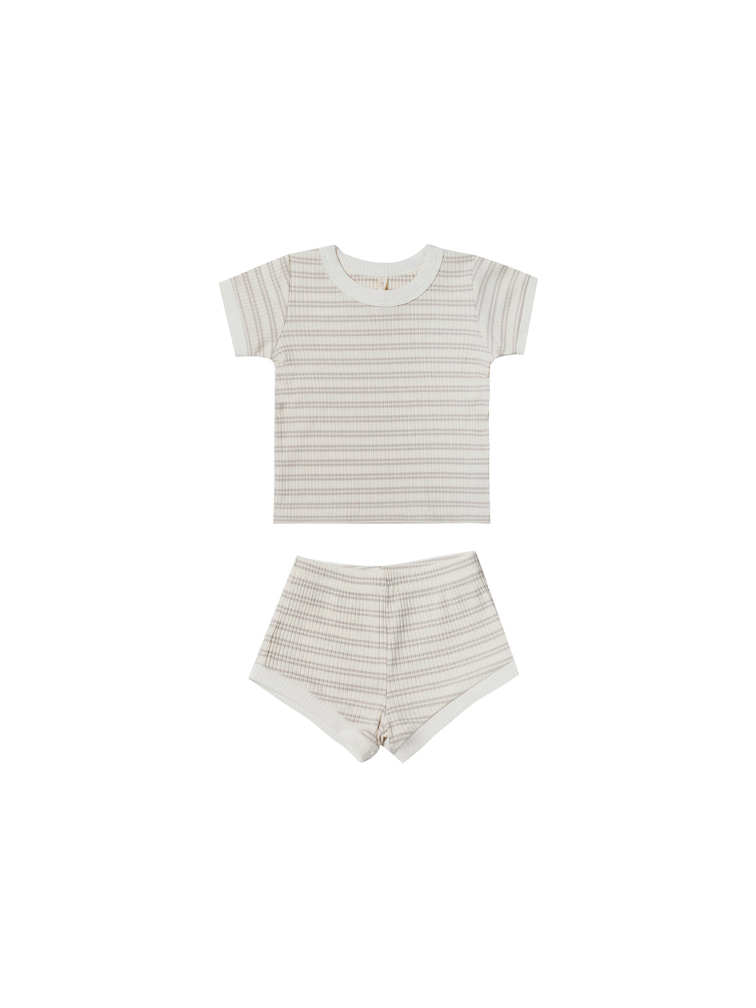 Quincy Mae ribbed shortie set | silver stripe