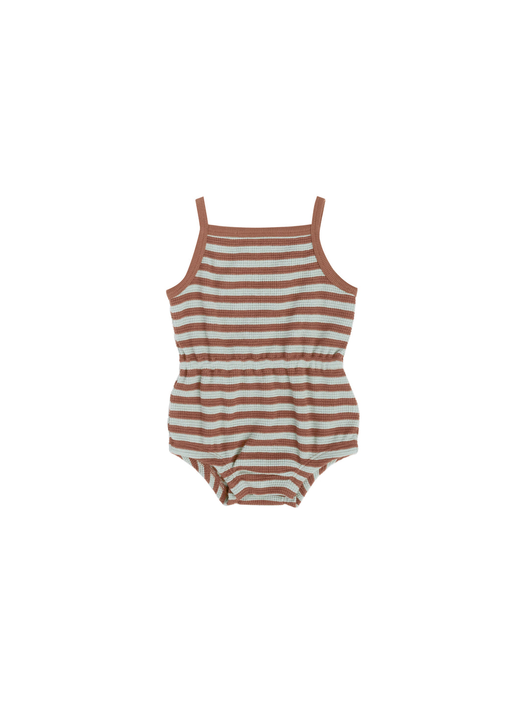 Quincy Mae waffle cinch romper | sienna + sky stripe