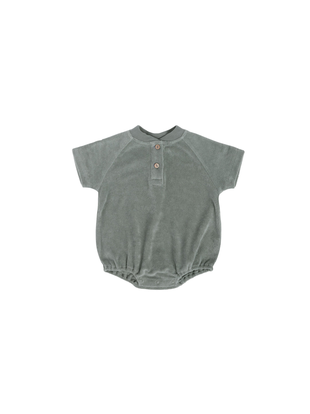 Quincy Mae terry henley romper | sea green