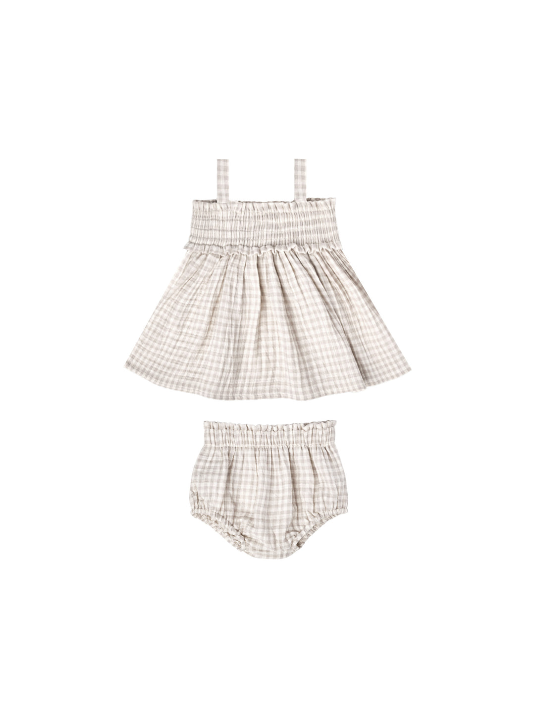 Quincy Mae mae smocked top + bloomer set | silver gingham