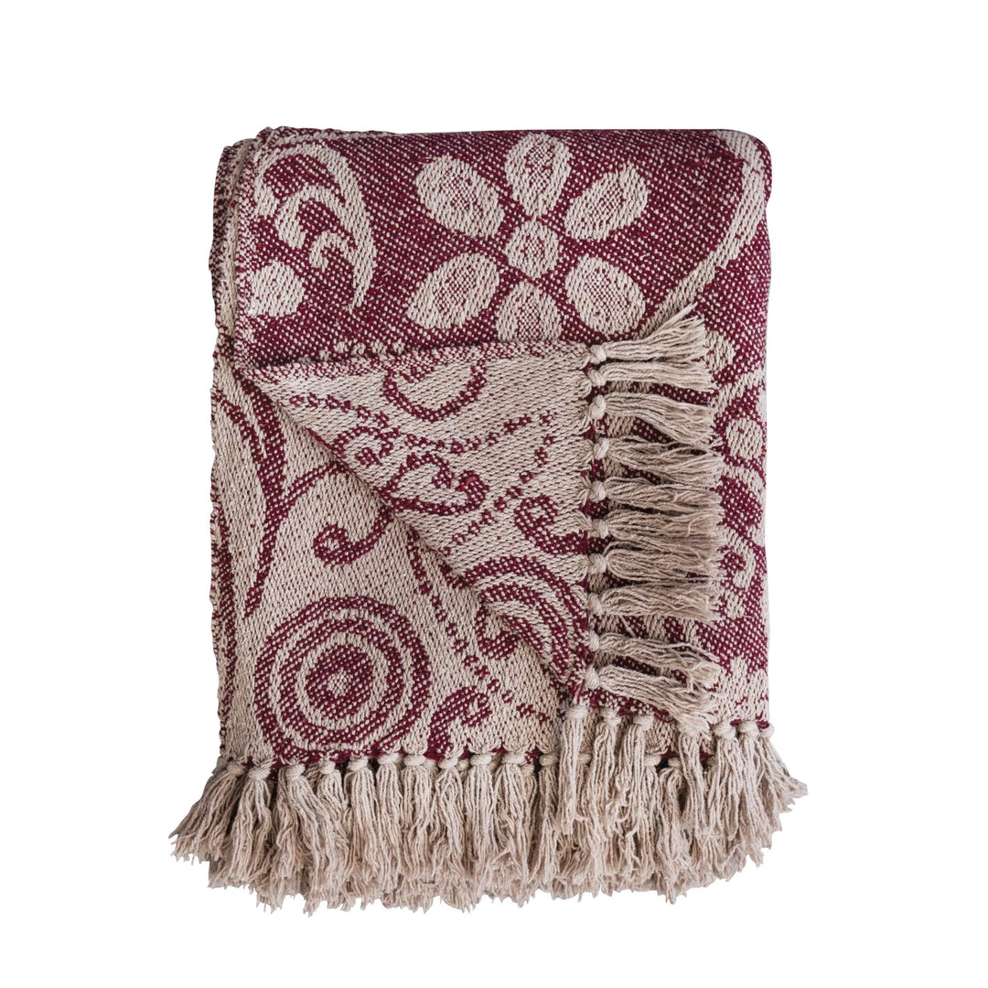 Recycled Cotton Slub Purple Printed Throw