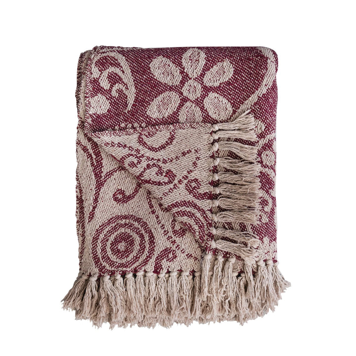 Recycled Cotton Slub Purple Printed Throw