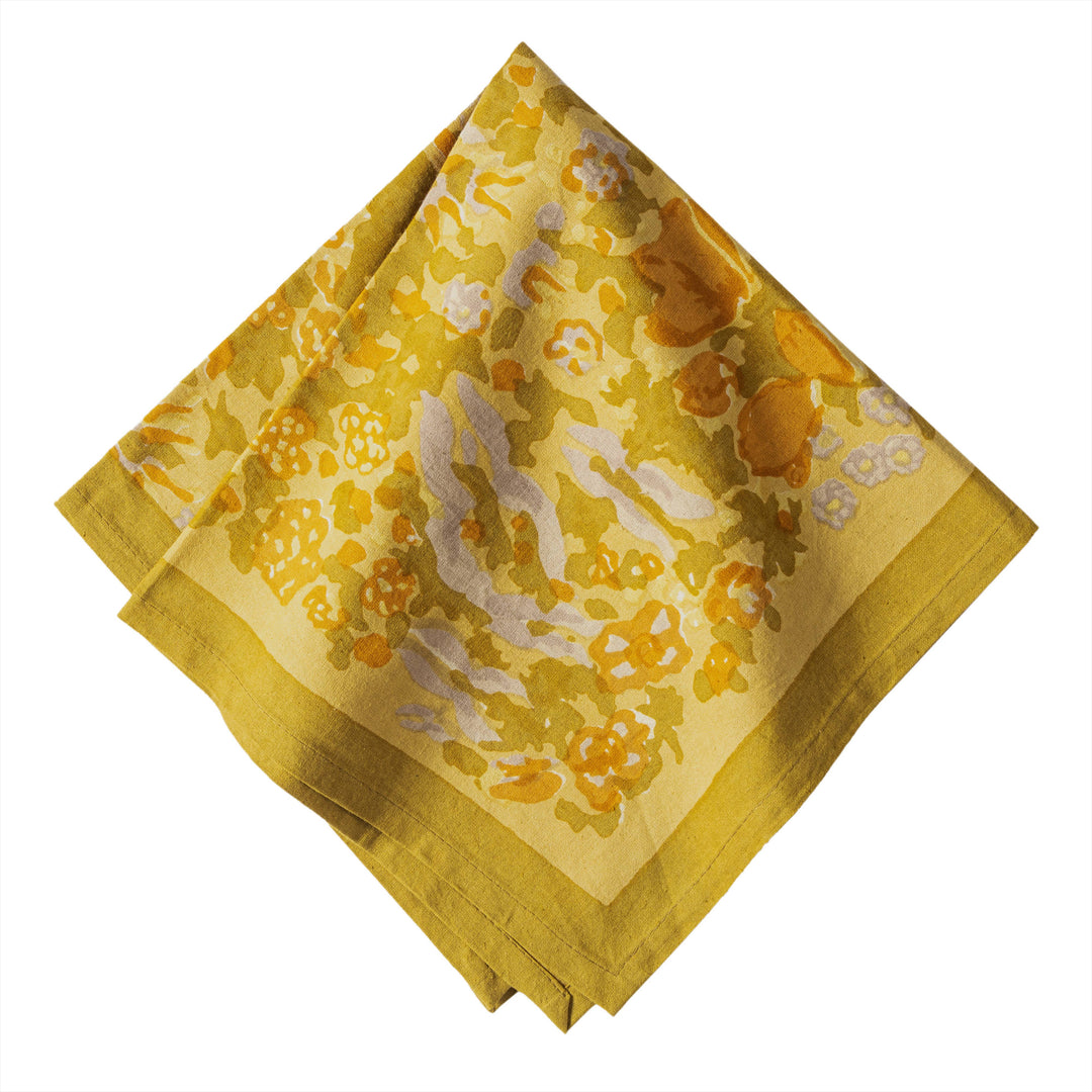 Jardin Mustard & Grey Cloth Napkin