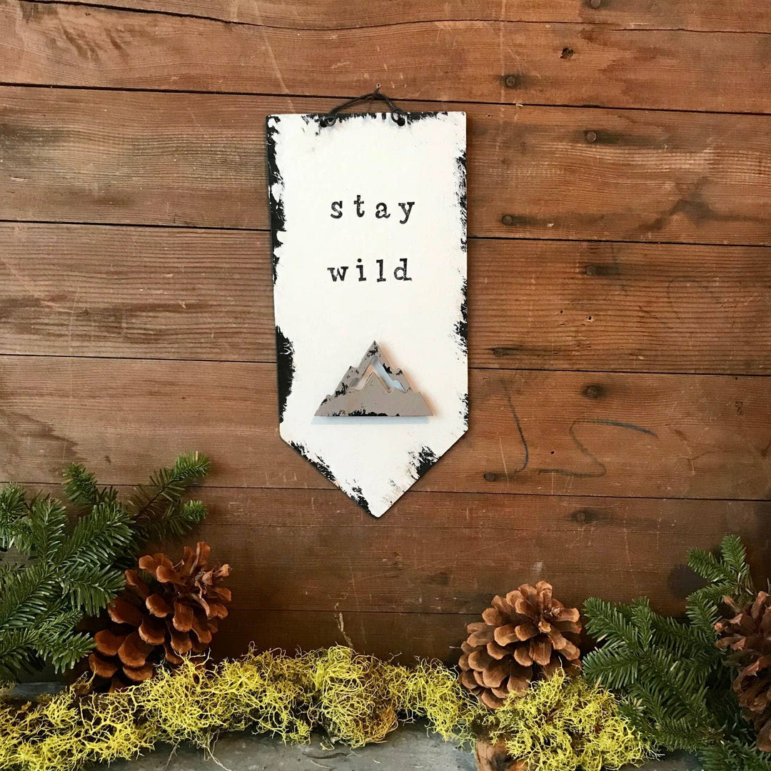 "stay wild" Mini Sign with Mountain