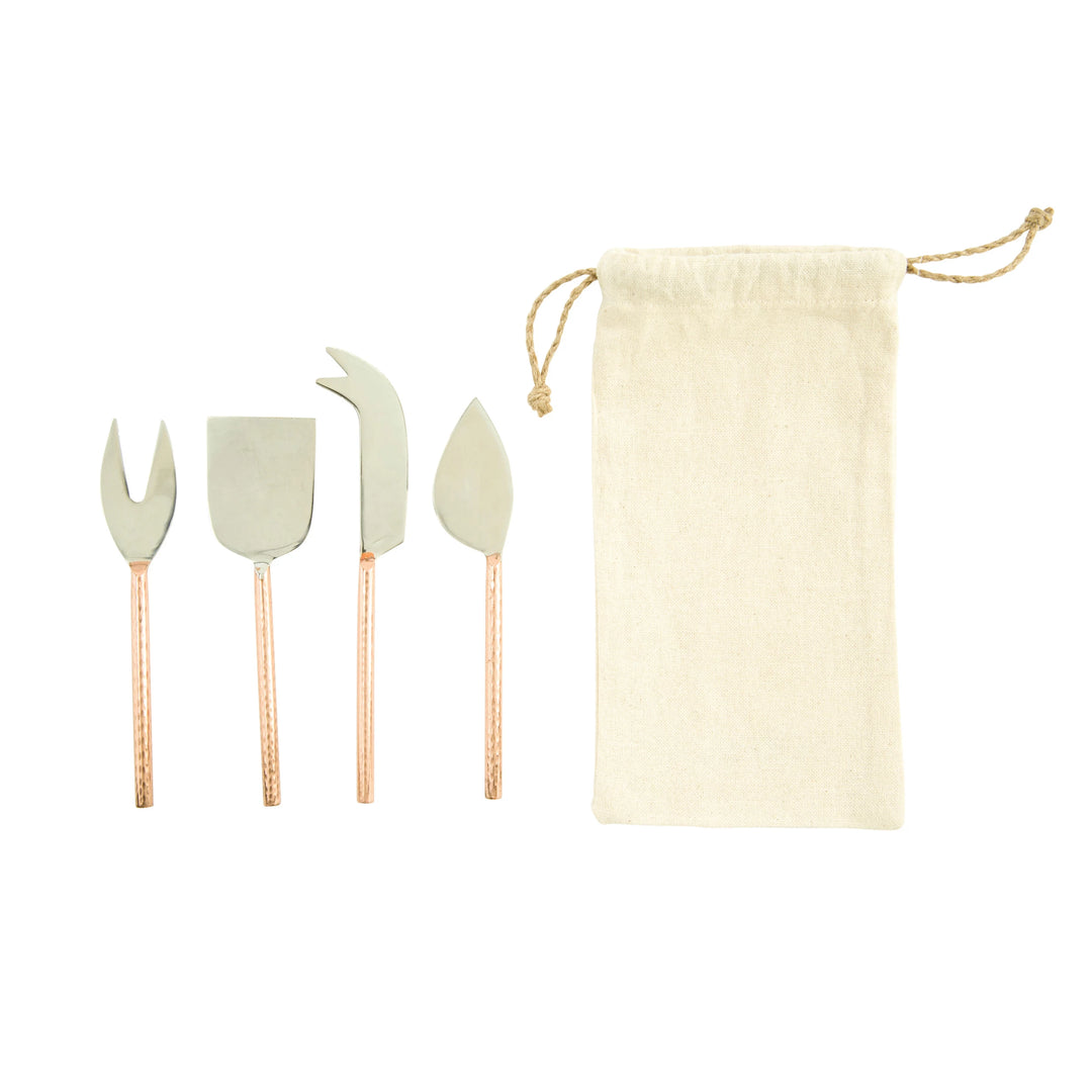 Stainless Steel Cheese Knives, Set of 4 - Copper Finish