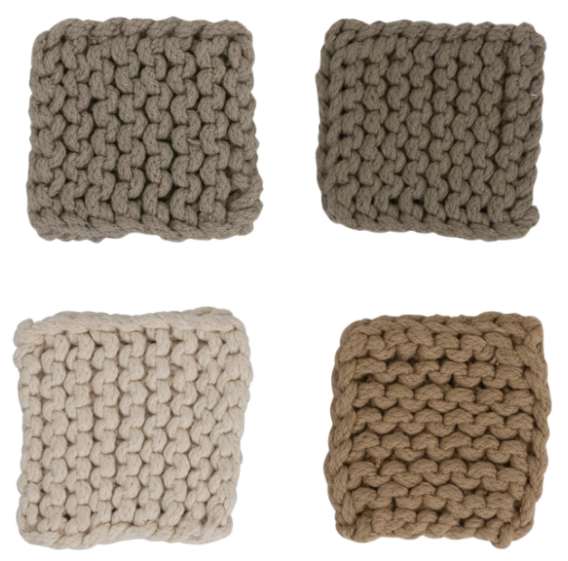 Cotton Crocheted Coasters, Set of 4