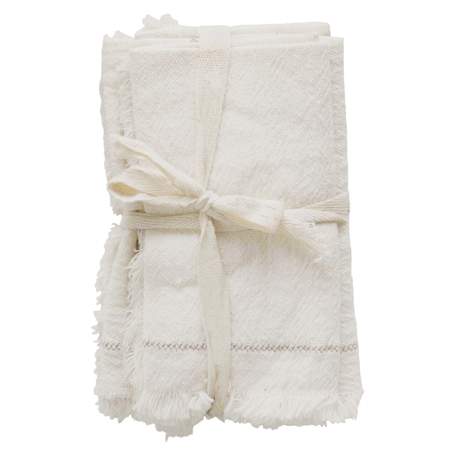 White Cotton Embroidered Napkin Set of 4