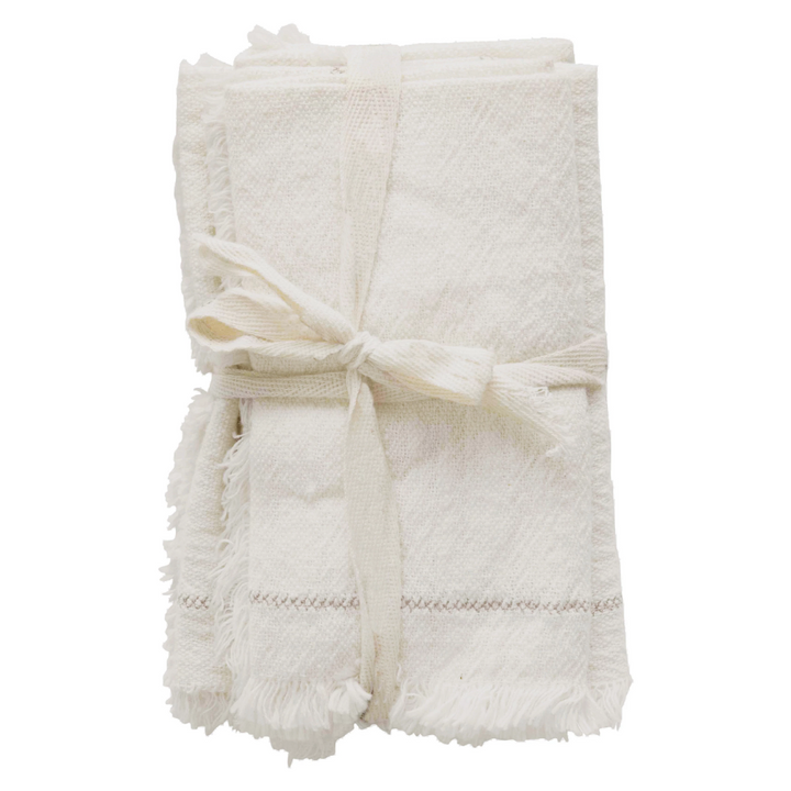 White Cotton Embroidered Napkin Set of 4
