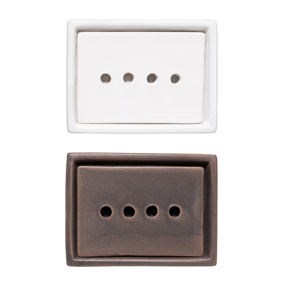 Stoneware Soap Dish with Removable Tray, 2 Colors