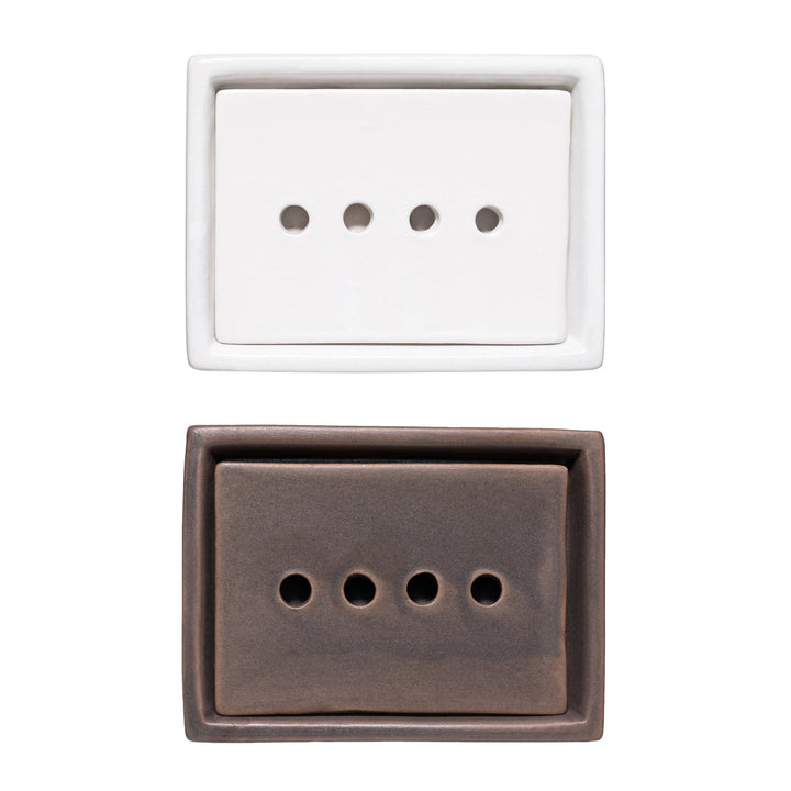 Stoneware Soap Dish with Removable Tray, 2 Colors