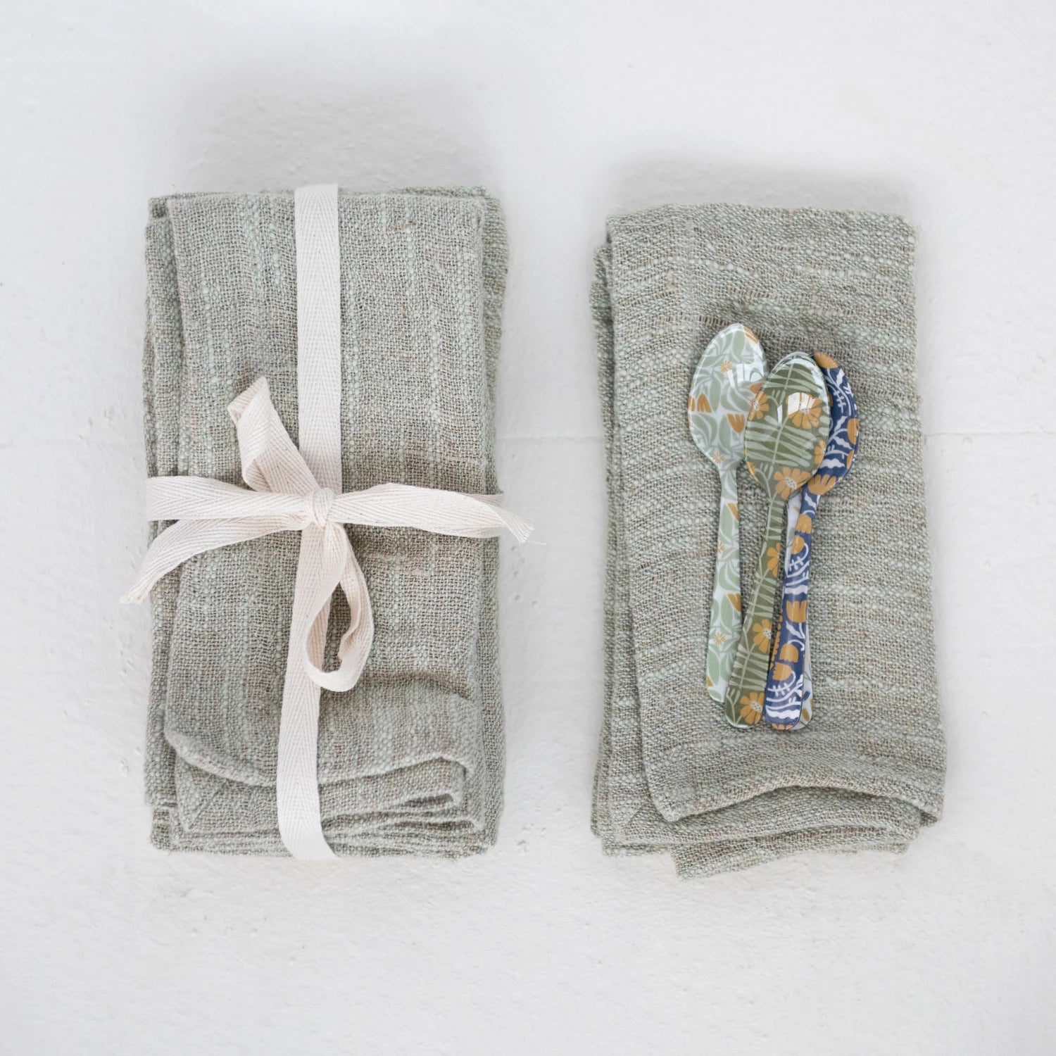 Woven Cotton & Linen Napkins, Set of 4, Sage Color