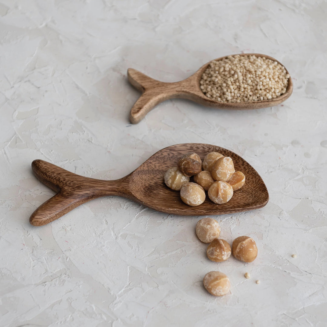 Acacia Wood Fish Shaped Dish/Spoon