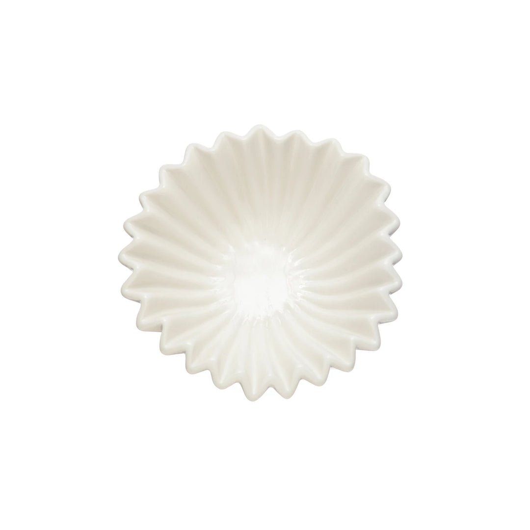 Large Stoneware Fluted Bowl, White