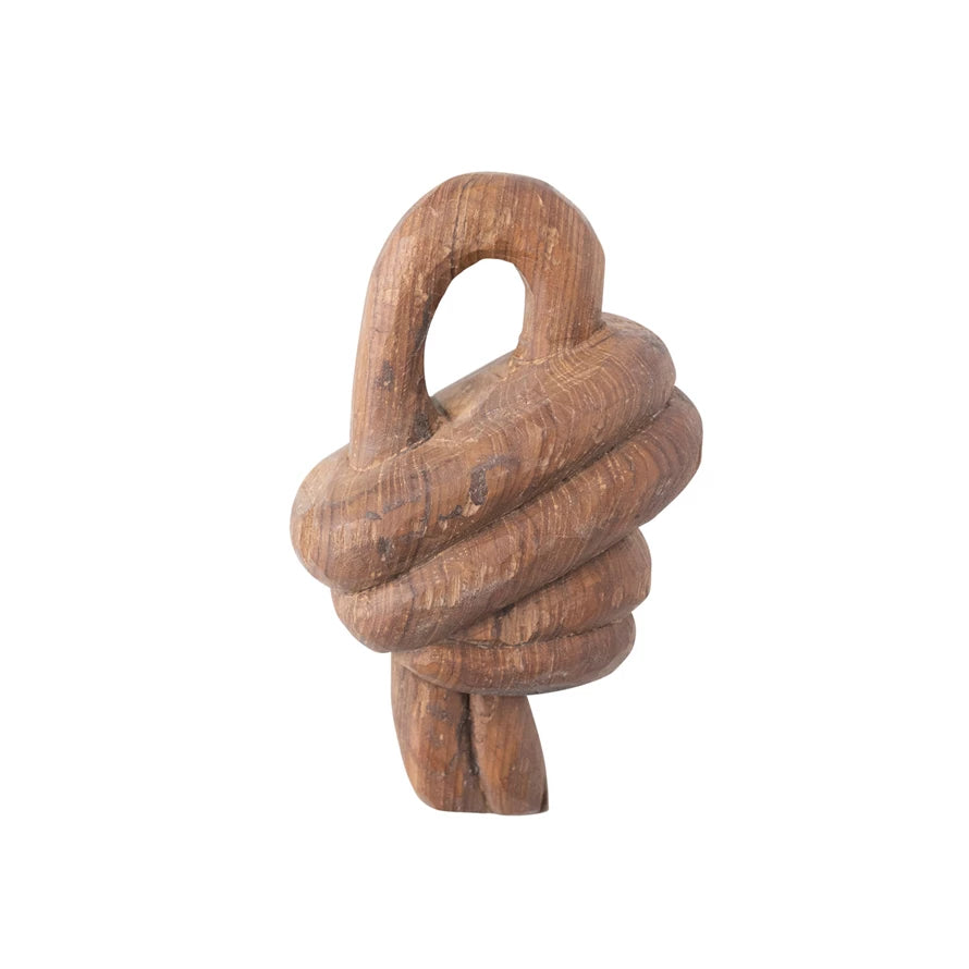 Hand-Carved Reclaimed Wood Knot Décor, Stained Finish