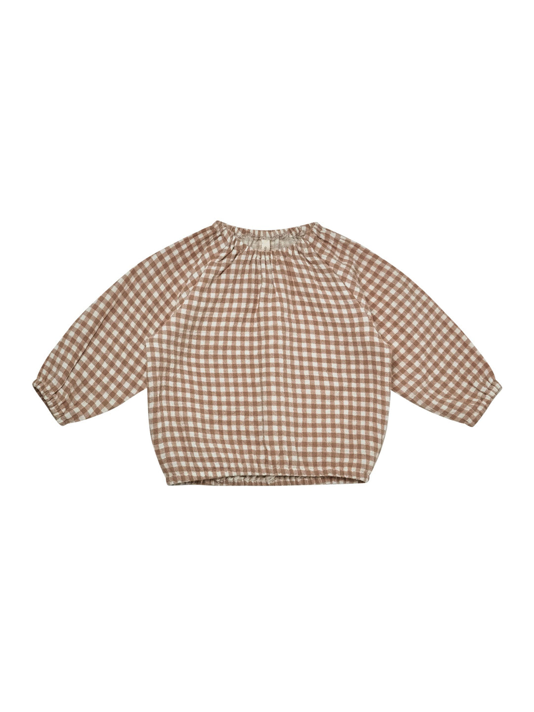 Quincy Mae cinch long sleeve tee | cocoa gingham