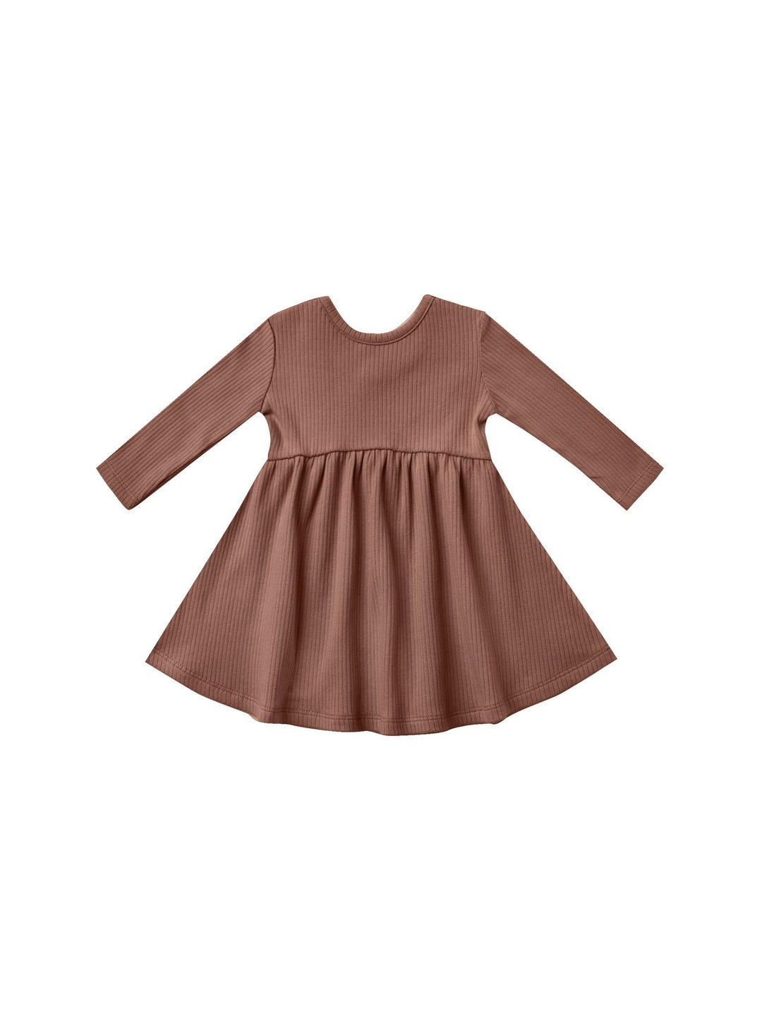 Quincy Mae ribbed long sleeve dress | pecan