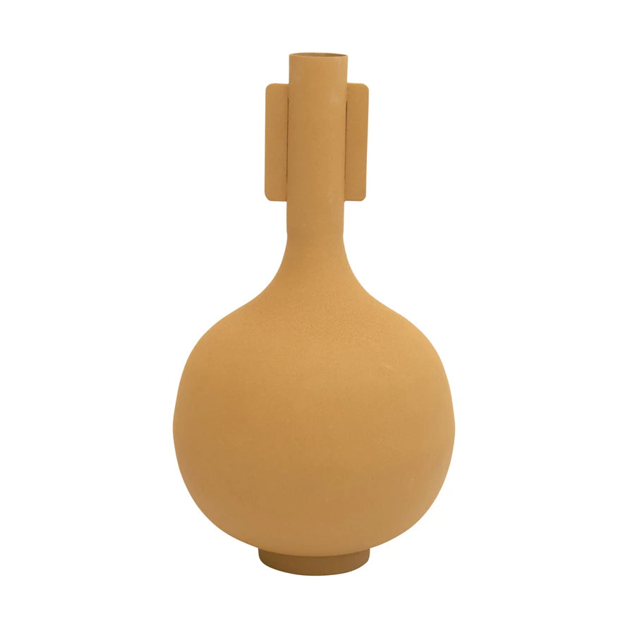 Textured Metal Vase, Mustard Color