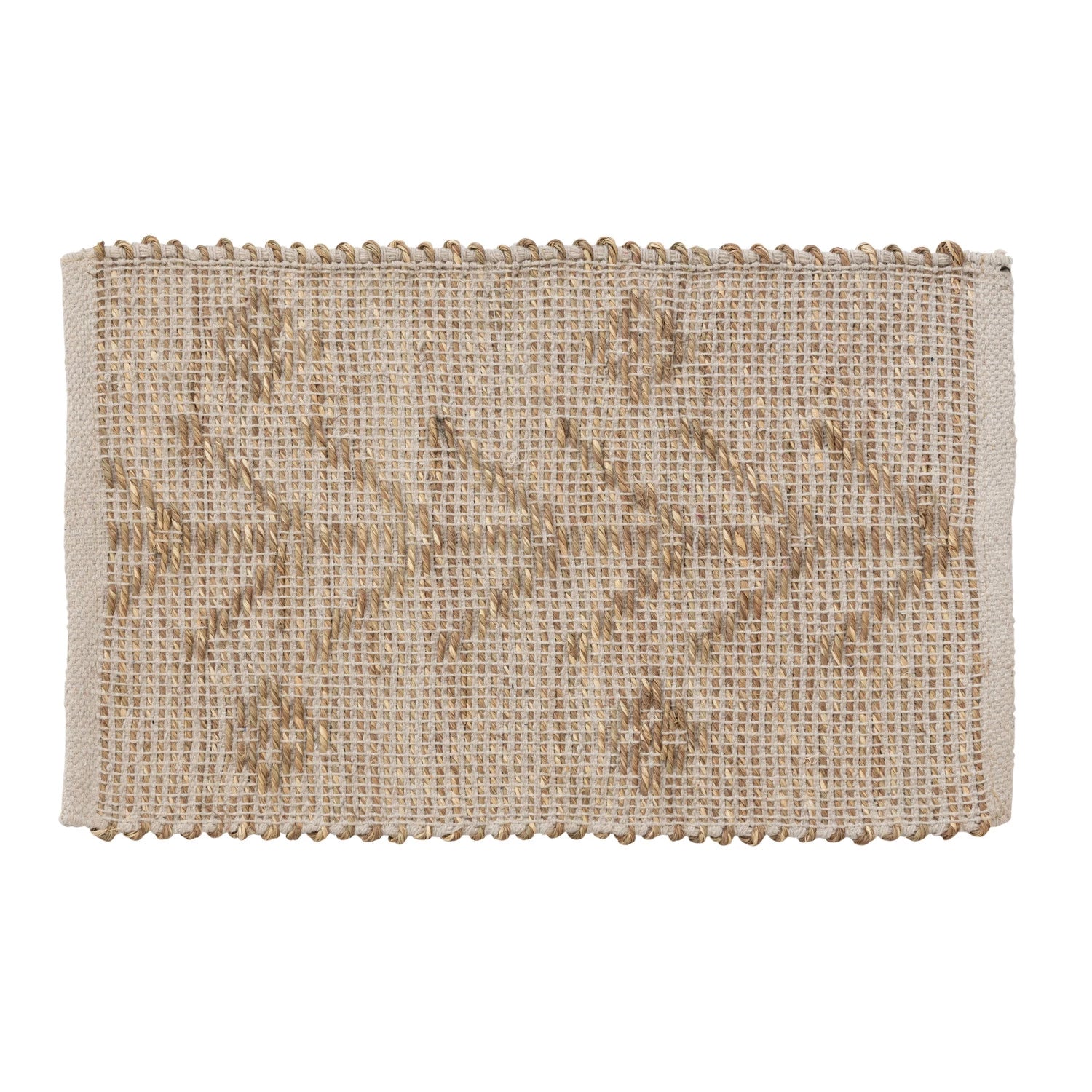 Two-Sided Hand-Woven Seagrass & Cotton Placemat w/ Design
